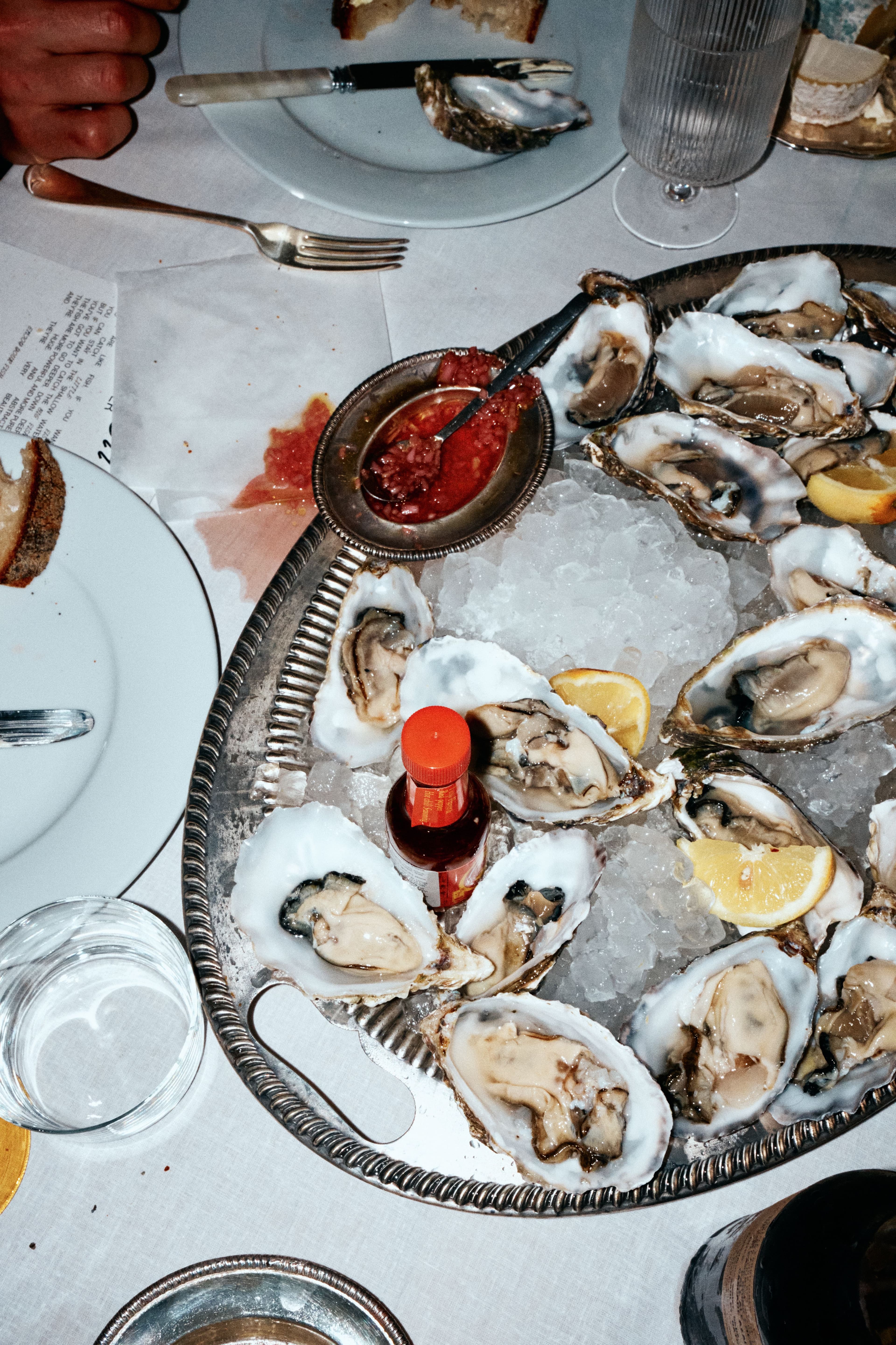 Oyster platter at a gala dinner